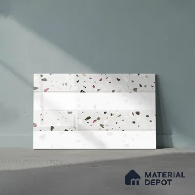 TL 02433 C Highlighter 1 White & Light Grey 18 x 12 inch Glossy Finish Ceramic Wall Tile - 7 mm