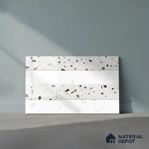 TL 02433 C Highlighter 1 White & Light Grey 18 x 12 inch Glossy Finish Ceramic Wall Tile - 7 mm