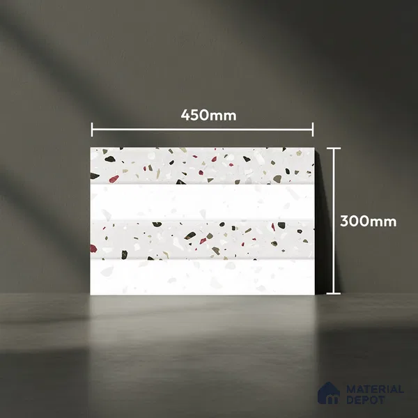 TL 02433 C Highlighter 1 White & Light Grey 18 x 12 inch Glossy Finish Ceramic Wall Tile - 7 mm