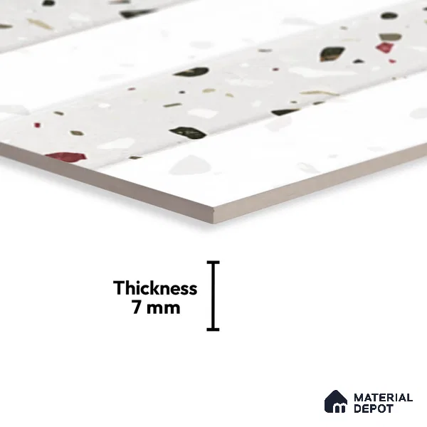 TL 02433 C Highlighter 1 White & Light Grey 18 x 12 inch Glossy Finish Ceramic Wall Tile - 7 mm