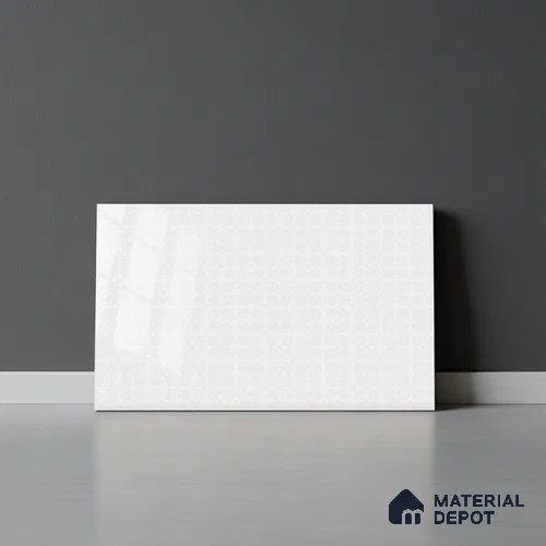 Patterned Wall Tile TL 02428 C Light Ice White 18 x 12 inch Glossy Finish Ceramic Tile - 7 mm