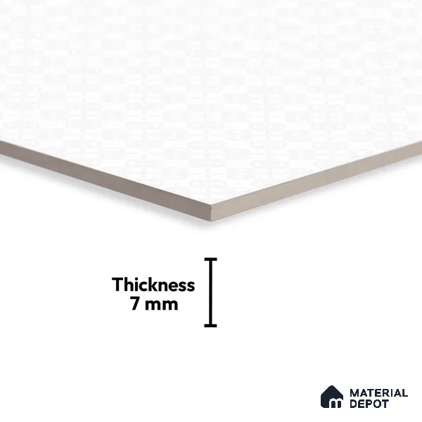 Patterned Wall Tile TL 02428 C Light Ice White 18 x 12 inch Glossy Finish Ceramic Tile - 7 mm