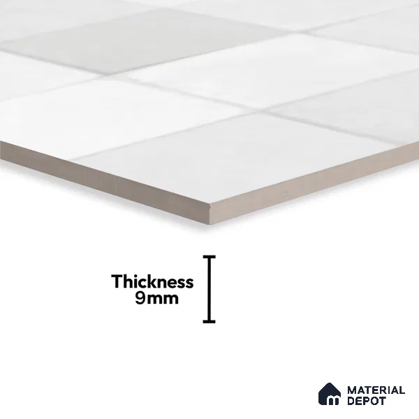 Faux Subway Wall Tile TL 10412 Squarebit Bone 2 ft x 1 ft Ceramic Glossy Finish - 9 mm | Suitable for Bathroom, Kitchen Backsplash