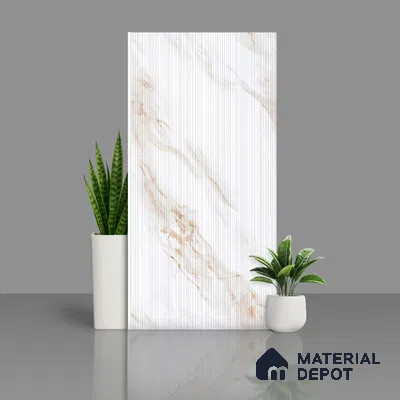 Punch Marble Wall Tile TL 10417  Royal Vega Statuario Decor 4 ft x 2 ft Vitrified Matte Finish - 9 mm | Highlighter Suitable for Living Room, Bedroom, Bathroom