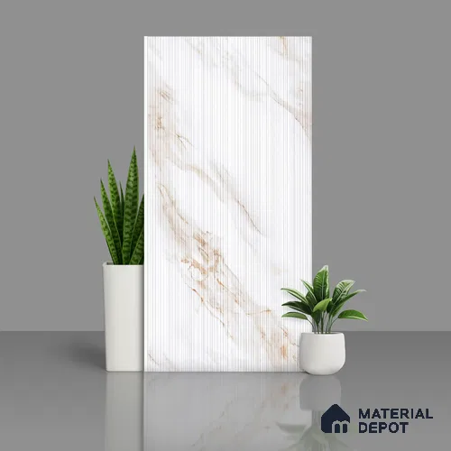 Punch Marble Wall Tile TL 10417  Royal Vega Statuario Decor 4 ft x 2 ft Vitrified Matte Finish - 9 mm | Highlighter Suitable for Living Room, Bedroom, Bathroom