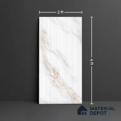 Punch Marble Wall Tile TL 10417  Royal Vega Statuario Decor 4 ft x 2 ft Vitrified Matte Finish - 9 mm | Highlighter Suitable for Living Room, Bedroom, Bathroom