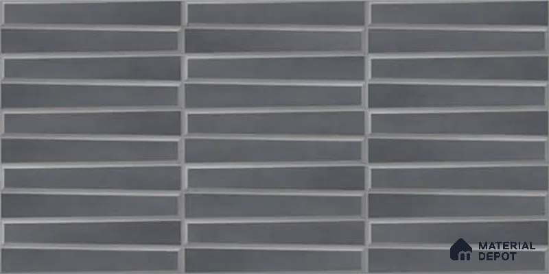 Faux Subway Wall Tile TL 06767 B Lustra Eclipse Carbon 2 ft x 1 ft Ceramic Carving Satin Finish - 9 mm | Suitable For Kitchen, Bathroom, Dining Area | Please Expect a Slight Variation of Pattern