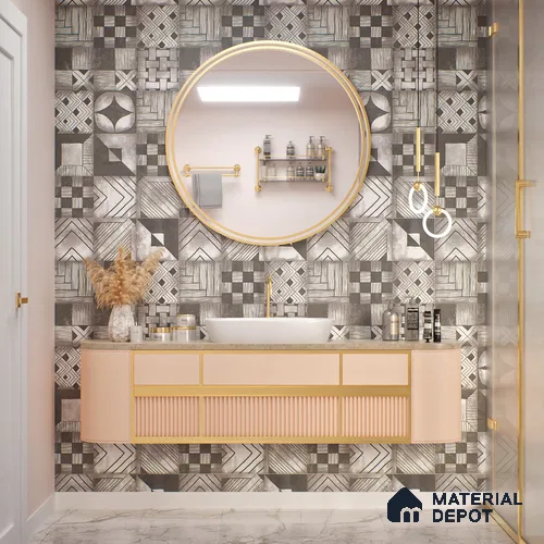 Grey Highlighter Wall Tile TL 06704 Gravier Charcoal Essence 2 ft x 4 ft Vitrified Carving Matte Finish - 9 mm | Suitable For Bathroom, Accent/Feature Wall, Dining Area