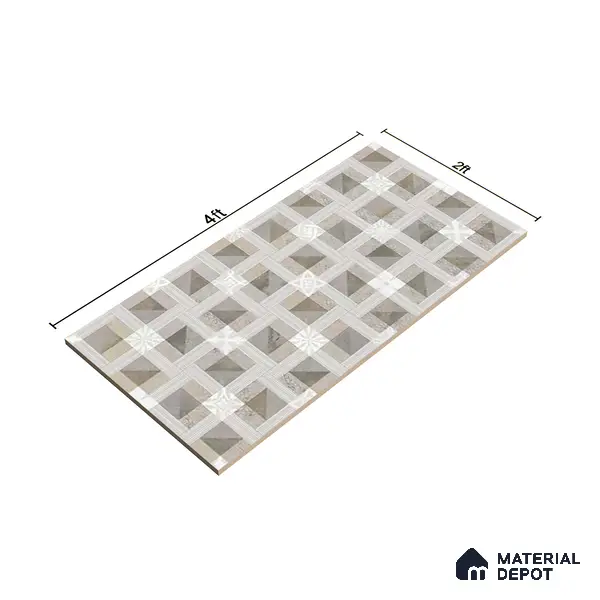 Brown Highlighter Wall Tile TL 06689 Gravier Verdant Elegance 2 ft x 4 ft Vitrified Carving Matte Finish - 9 mm | 4 Random Design | Suitable for Living Room, Bedroom, Bathroom