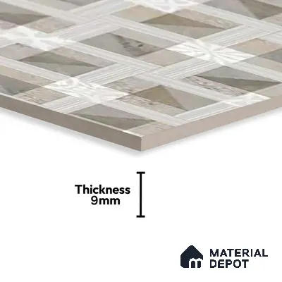 Brown Highlighter Wall Tile TL 06689 Gravier Verdant Elegance 2 ft x 4 ft Vitrified Carving Matte Finish - 9 mm | 4 Random Design | Suitable for Living Room, Bedroom, Bathroom
