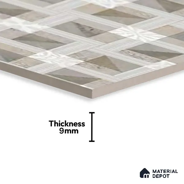 Brown Highlighter Wall Tile TL 06689 Gravier Verdant Elegance 2 ft x 4 ft Vitrified Carving Matte Finish - 9 mm | 4 Random Design | Suitable for Living Room, Bedroom, Bathroom