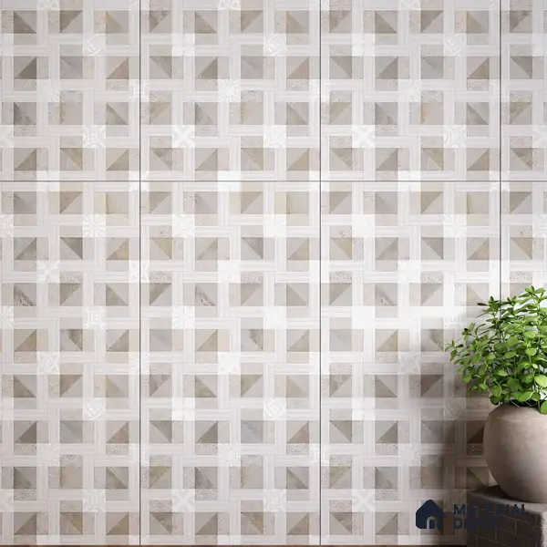 Brown Highlighter Wall Tile TL 06689 Gravier Verdant Elegance 2 ft x 4 ft Vitrified Carving Matte Finish - 9 mm | 4 Random Design | Suitable for Living Room, Bedroom, Bathroom