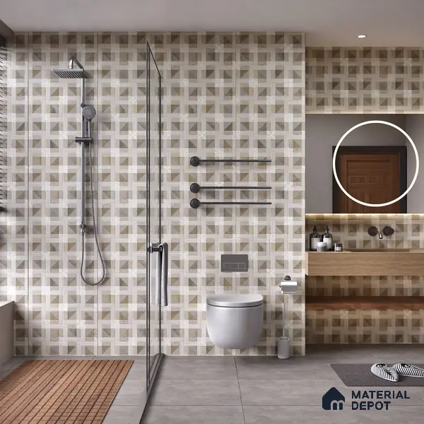 Brown Highlighter Wall Tile TL 06689 Gravier Verdant Elegance 2 ft x 4 ft Vitrified Carving Matte Finish - 9 mm | 4 Random Design | Suitable for Living Room, Bedroom, Bathroom