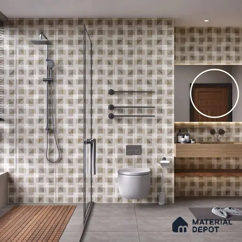 Brown Highlighter Wall Tile TL 06689 Gravier Verdant Elegance 2 ft x 4 ft Vitrified Carving Matte Finish - 9 mm | 4 Random Design | Suitable for Living Room, Bedroom, Bathroom