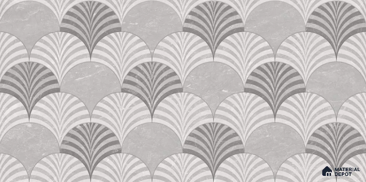 Grey Highlighter Wall Tile TL 06699 Gravier Smoky Quartz 2 ft x 4 ft Vitrified Carving Matte Finish - 9 mm | Suitable for Living Room, Bedroom, Bathroom (Sample)