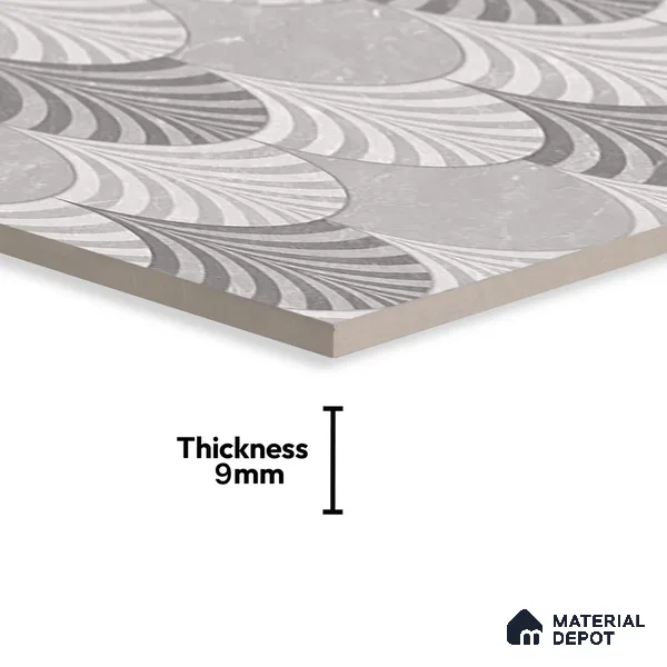 Grey Highlighter Wall Tile TL 06699 Gravier Smoky Quartz 2 ft x 4 ft Vitrified Carving Matte Finish - 9 mm | Suitable for Living Room, Bedroom, Bathroom (Sample)