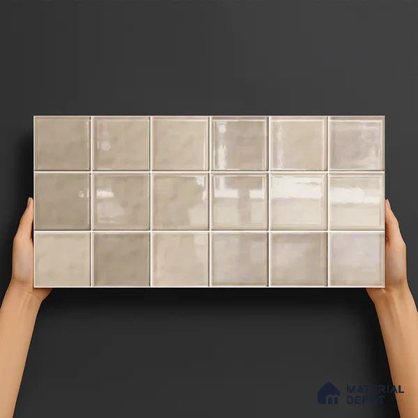 Subway Wall Tile TL 06007 F Dove Gris Plain 2 ft x 1 ft Ceramic Glossy Finish - 7.5 mm | Suitable For Kitchen, Bathroom | Please Expect a Slight Variation of Pattern