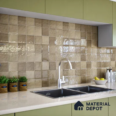 Subway Wall Tile TL 06007 F Dove Gris Plain 2 ft x 1 ft Ceramic Glossy Finish - 7.5 mm | Suitable For Kitchen, Bathroom | Please Expect a Slight Variation of Pattern