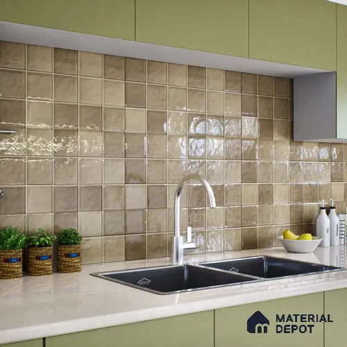 Subway Wall Tile TL 06007 F Dove Gris Plain 2 ft x 1 ft Ceramic Glossy Finish - 7.5 mm | Suitable For Kitchen, Bathroom | Please Expect a Slight Variation of Pattern