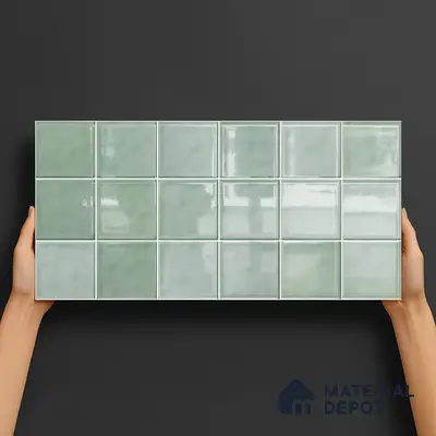 Subway Wall Tile TL 06007 H Dove Sea Green Plain 2 ft x 1 ft Ceramic Glossy Finish - 7.5 mm | Suitable For Kitchen, Bathroom | Please Expect a Slight Variation of Pattern