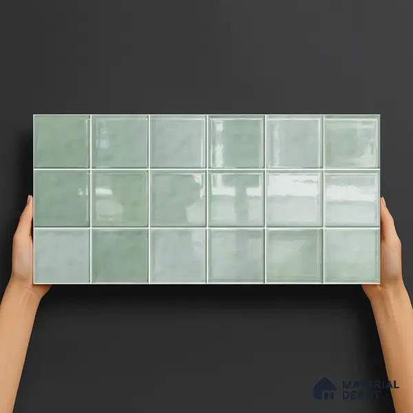 Subway Wall Tile TL 06007 H Dove Sea Green Plain 2 ft x 1 ft Ceramic Glossy Finish - 7.5 mm | Suitable For Kitchen, Bathroom | Please Expect a Slight Variation of Pattern