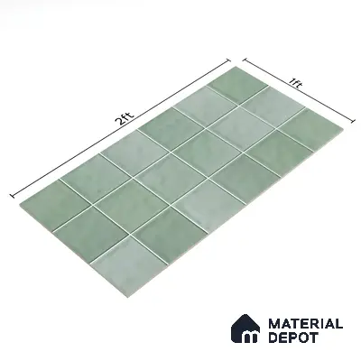 Subway Wall Tile TL 06007 H Dove Sea Green Plain 2 ft x 1 ft Ceramic Glossy Finish - 7.5 mm | Suitable For Kitchen, Bathroom | Please Expect a Slight Variation of Pattern