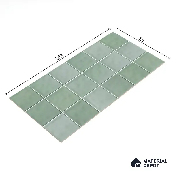 Subway Wall Tile TL 06007 H Dove Sea Green Plain 2 ft x 1 ft Ceramic Glossy Finish - 7.5 mm | Suitable For Kitchen, Bathroom | Please Expect a Slight Variation of Pattern
