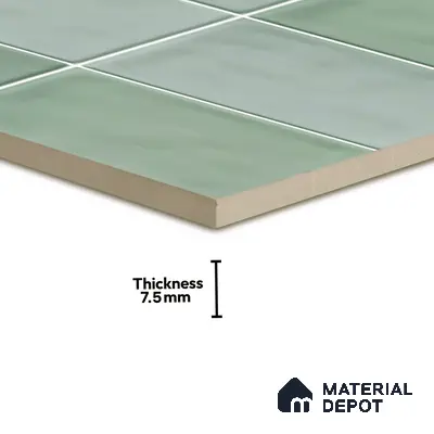 Subway Wall Tile TL 06007 H Dove Sea Green Plain 2 ft x 1 ft Ceramic Glossy Finish - 7.5 mm | Suitable For Kitchen, Bathroom | Please Expect a Slight Variation of Pattern