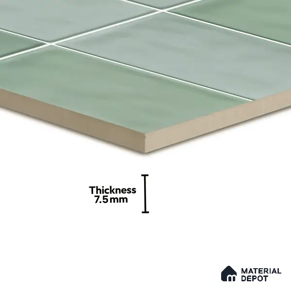 Subway Wall Tile TL 06007 H Dove Sea Green Plain 2 ft x 1 ft Ceramic Glossy Finish - 7.5 mm | Suitable For Kitchen, Bathroom | Please Expect a Slight Variation of Pattern