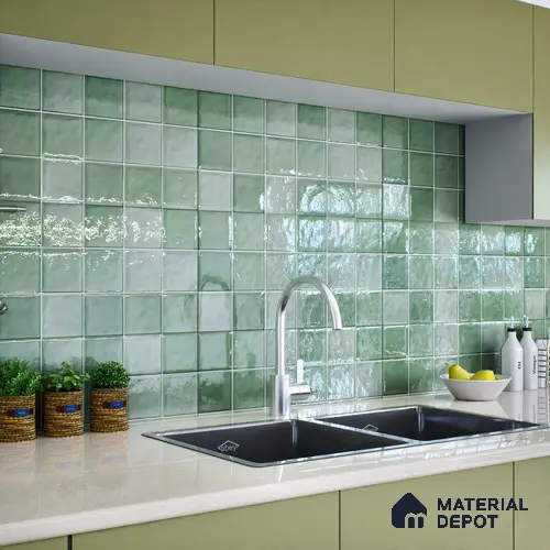 Subway Wall Tile TL 06007 H Dove Sea Green Plain 2 ft x 1 ft Ceramic Glossy Finish - 7.5 mm | Suitable For Kitchen, Bathroom | Image 07