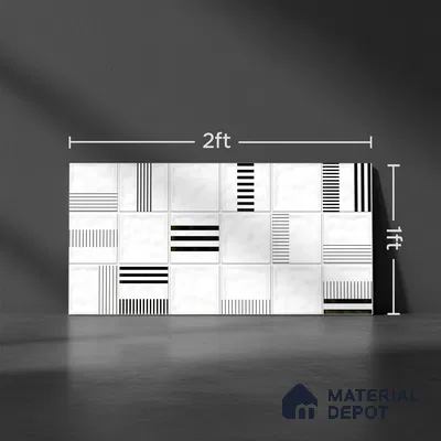 Highlighter Wall Tile TL 06007 I Dove White Decore B 2 ft x 1 ft Ceramic Glossy Finish - 7.5 mm | Suitable For Kitchen, Bathroom (Sample)