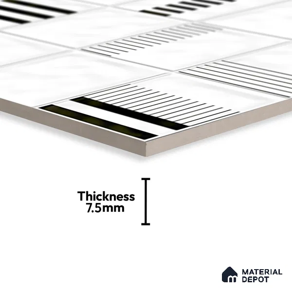 Highlighter Wall Tile TL 06007 I Dove White Decore B 2 ft x 1 ft Ceramic Glossy Finish - 7.5 mm | Suitable For Kitchen, Bathroom (Sample)