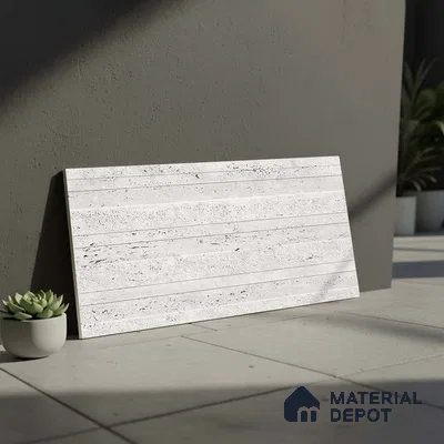 Stone Wall Tile TL 06006 Linear Limestone 2 ft x 1 ft Glue Matte Finish Ceramic Tile - 7.5 mm | Suitable For Kitchen, Bathroom & Balcony