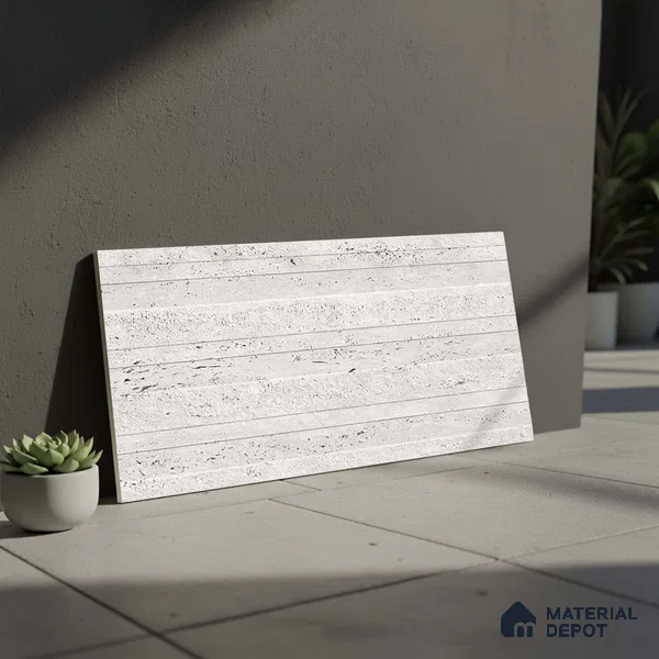 Stone Wall Tile TL 06006 Linear Limestone 2 ft x 1 ft Glue Matte Finish Ceramic Tile - 7.5 mm | Suitable For Kitchen, Bathroom & Balcony