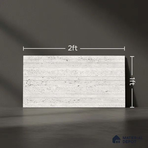 Stone Wall Tile TL 06006 Linear Limestone 2 ft x 1 ft Glue Matte Finish Ceramic Tile - 7.5 mm | Suitable For Kitchen, Bathroom & Balcony