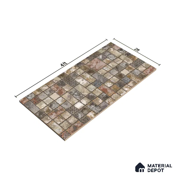 Punch Wall Tile TL 05736 Vitara Copper Rust 4 ft x 2 ft Vitrified Matte Finish - 9 mm | Suitable for Living Room, Bedroom, Bathroom & Foyer