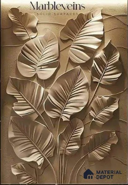 Embossed Banana Leaf Marble Panel Texture 8 ft x 3 ft CNC Made HDHMR Panel - 30 mm