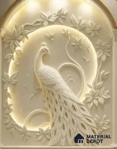 Duco Paintable Peacock 3 ft x 3 ft CNC Made Exterior Grade HDHMR Panel - 30 mm