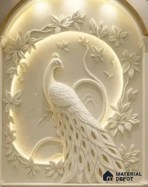 Duco Paintable Peacock 3.75 ft x 1.6 ft CNC Made Exterior Grade HDHMR Panel - 30 mm
