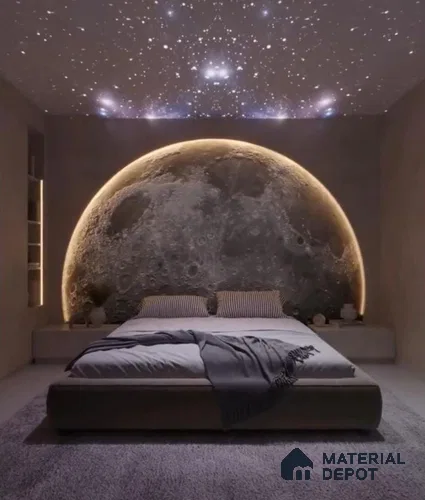 Moon Wall Decal 4.5 ft x 6 ft CNC Made HDHMR Exterior Grade Panel - 30 mm