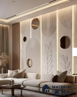 3D Botanical and architectural texture 8.5 ft Height x 3 ft + 8.5 ft+ 7 ft Width CNC Made HDHMR Panel - 25mm