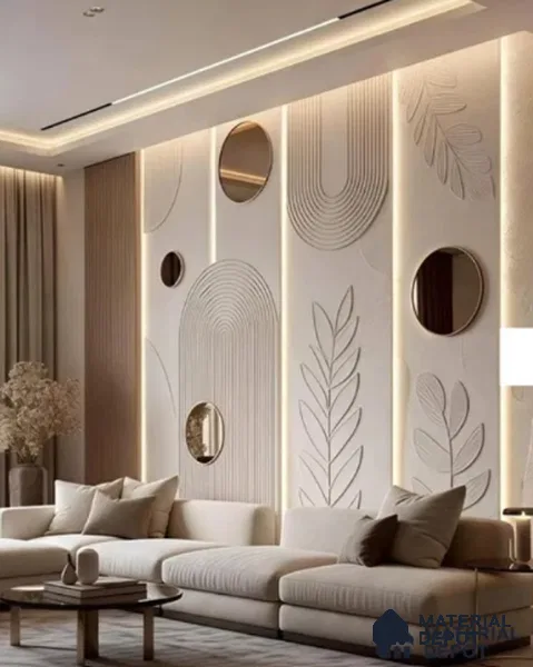 3D Botanical and architectural texture 8.5 ft Height x 3 ft + 8.5 ft+ 7 ft Width CNC Made HDHMR Panel - 25mm