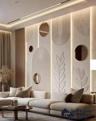 3D Botanical and architectural texture 8.5 ft Height x 3 ft + 8.5 ft+ 7 ft Width CNC Made HDHMR Panel - 25mm