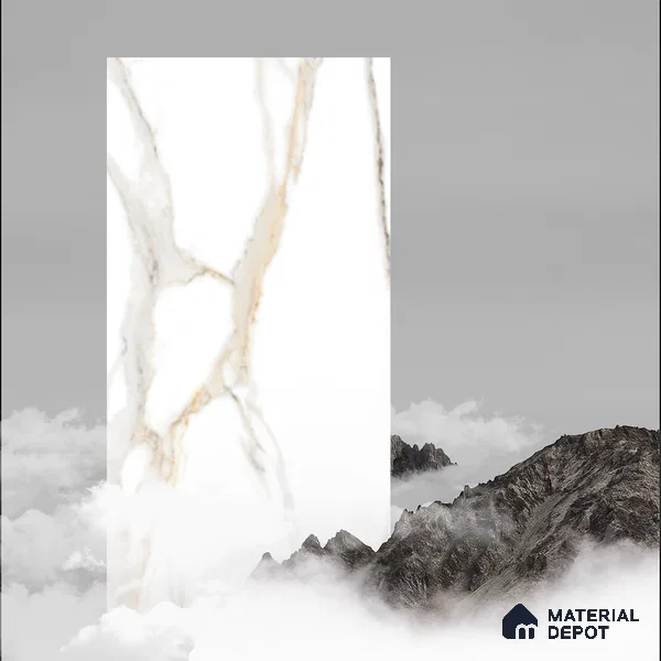 Marble Floor & Wall Tile | TL 01072 Ice White | 4 ft x 2 ft Matte Finish Vitrified Tile - 9 mm | Suitable For Living Room, Bedroom, Dining Area