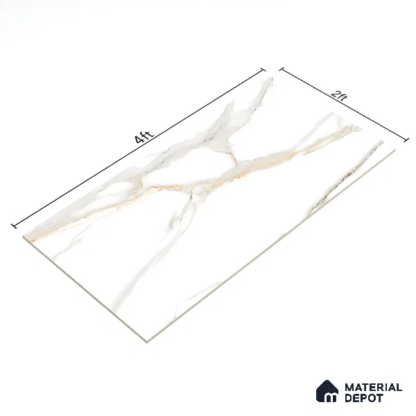 Marble Floor & Wall Tile | TL 01072 Ice White | 4 ft x 2 ft Matte Finish Vitrified Tile - 9 mm | Suitable For Living Room, Bedroom, Dining Area