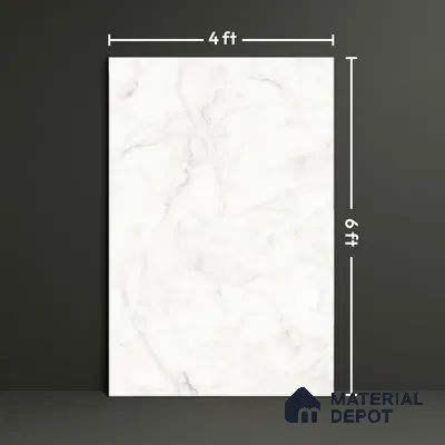 TL 02947 Ice White 6 ft x 4 ft Glossy Finish Endless Vitrified Wall & Floor Tile - 9 mm | Adhesive and Spacers Must be Used During Installation