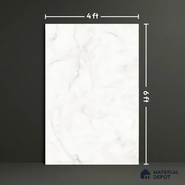 TL 02947 Ice White 6 ft x 4 ft Glossy Finish Endless Vitrified Wall & Floor Tile - 9 mm | Adhesive and Spacers Must be Used During Installation