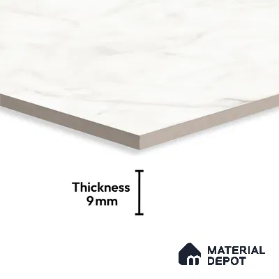 TL 02947 Ice White 6 ft x 4 ft Glossy Finish Endless Vitrified Wall & Floor Tile - 9 mm | Adhesive and Spacers Must be Used During Installation