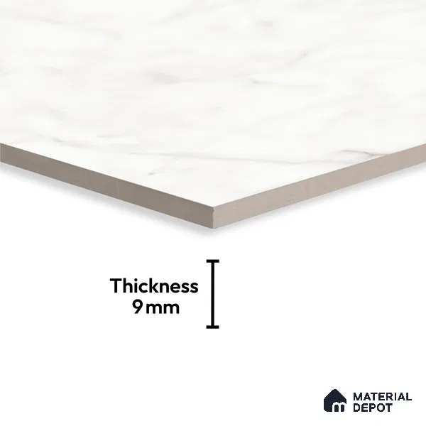 TL 02947 Ice White 6 ft x 4 ft Glossy Finish Endless Vitrified Wall & Floor Tile - 9 mm | Adhesive and Spacers Must be Used During Installation