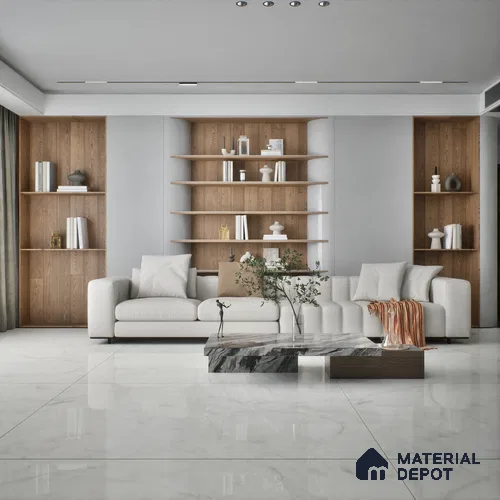 TL 02947 Ice White 6 ft x 4 ft Glossy Finish Endless Vitrified Wall & Floor Tile - 9 mm | Adhesive and Spacers Must be Used During Installation